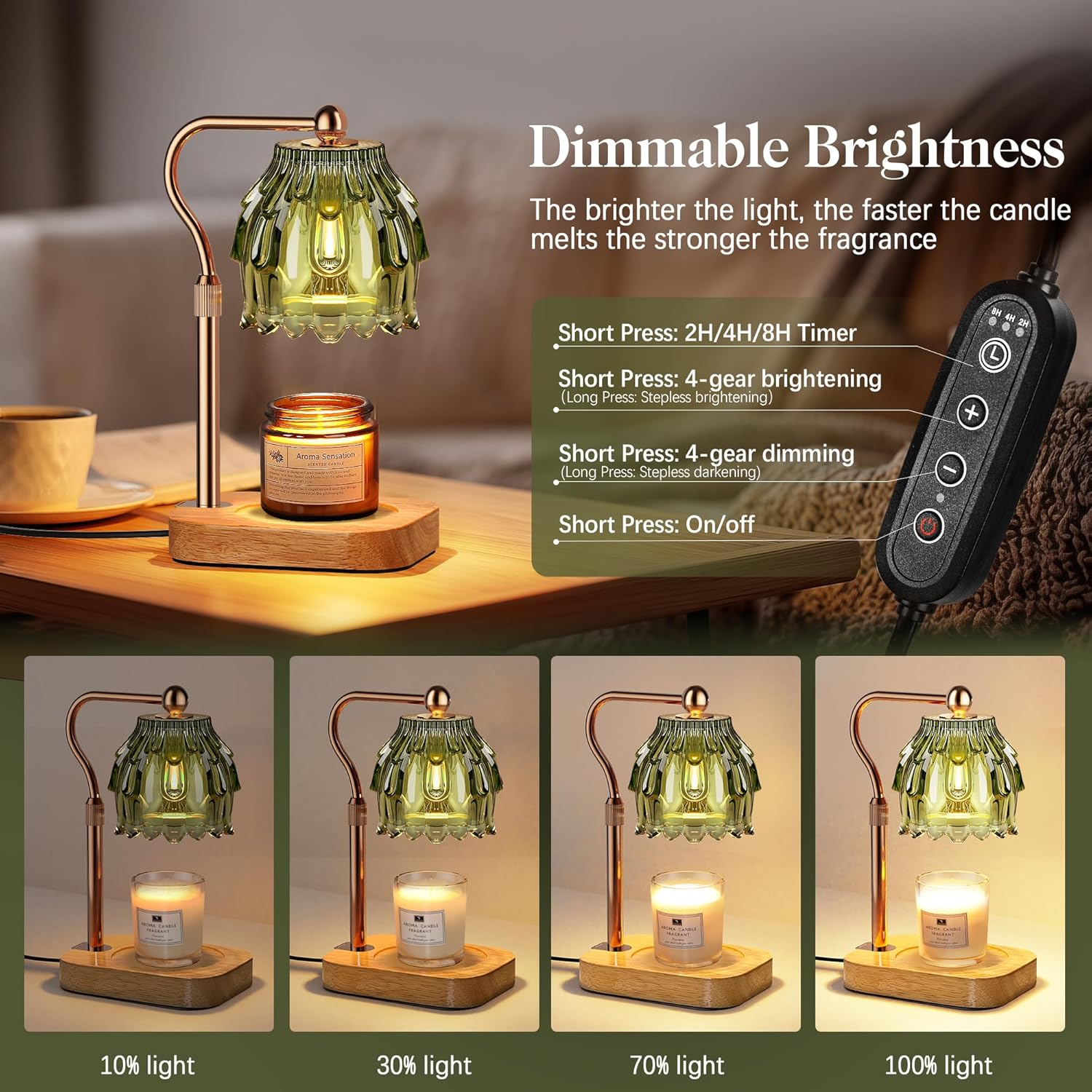 Candle Warmer Lamp with Timer Dimmer, Modern Wax Warmer for Scented Wax Jar Candle Warmer with 2