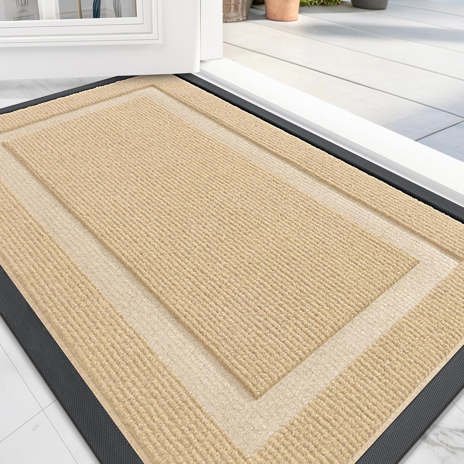 OLANLY Front Door Mat Indoor Outdoor Entrance, Waterproof All-Season, All-Weather Doormat, Sturdy