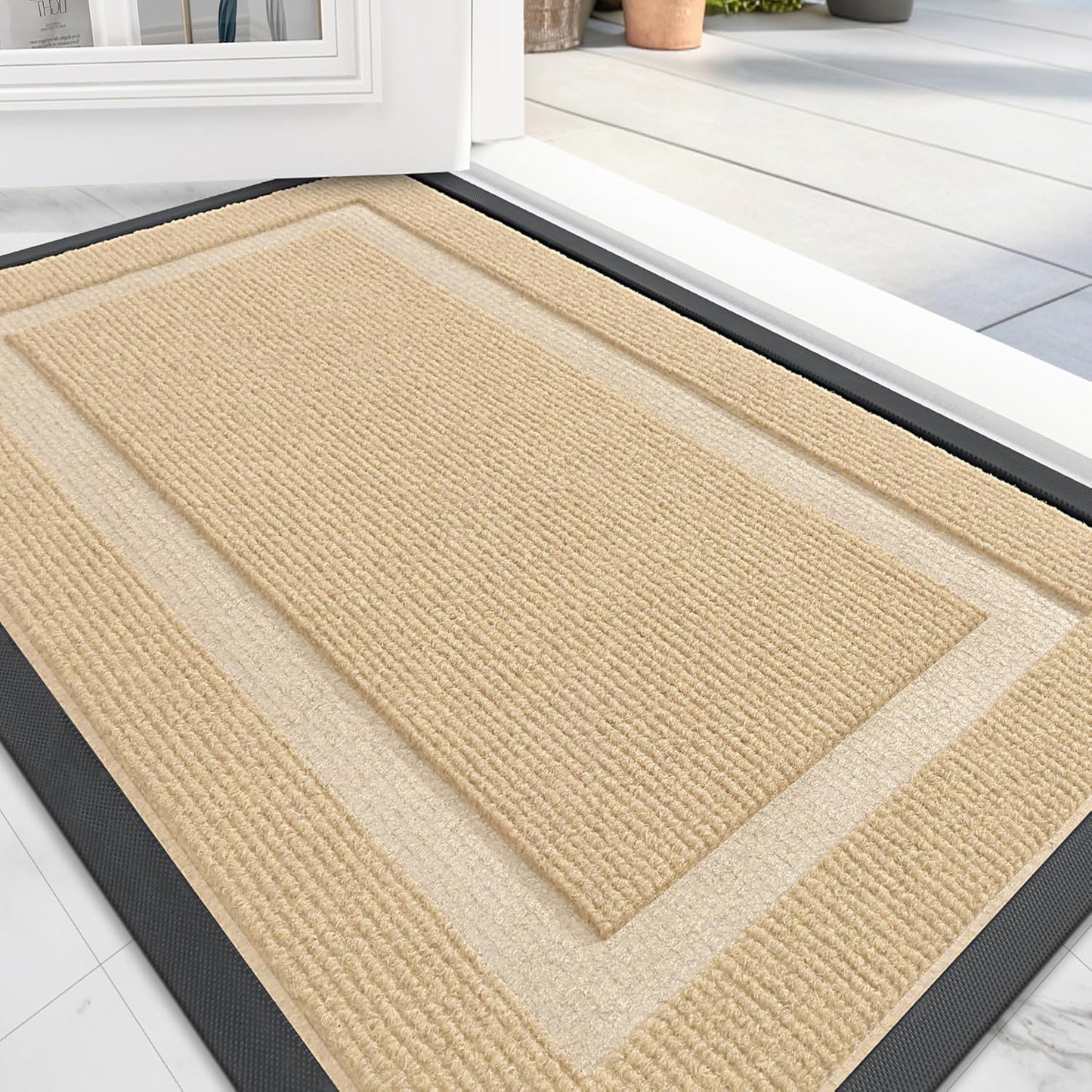 OLANLY Front Door Mat Indoor Outdoor Entrance, Waterproof All-Season, All-Weather Doormat, Sturdy