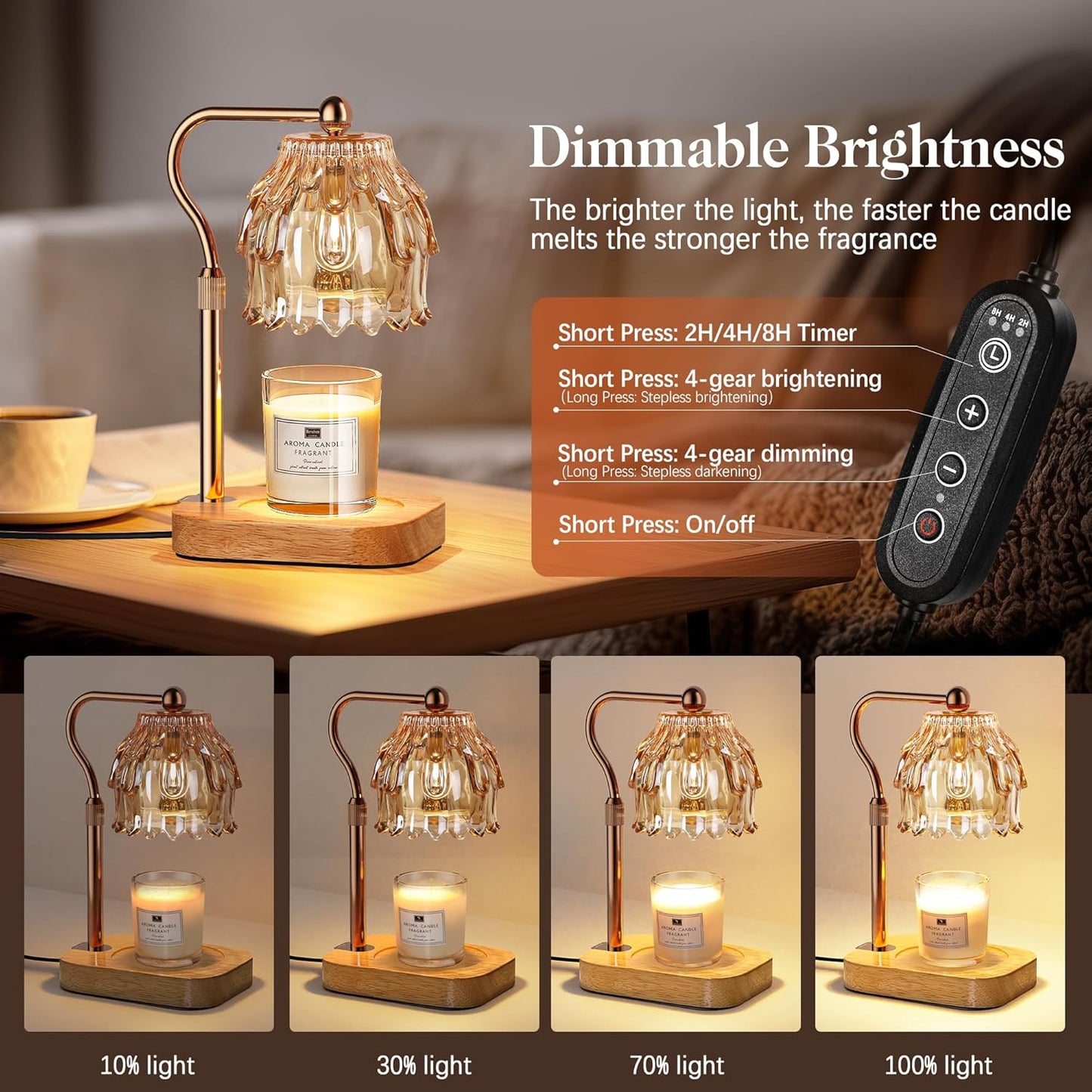 Candle Warmer Lamp with Timer Dimmer, Modern Wax Warmer for Scented Wax Jar Candle Warmer with 2
