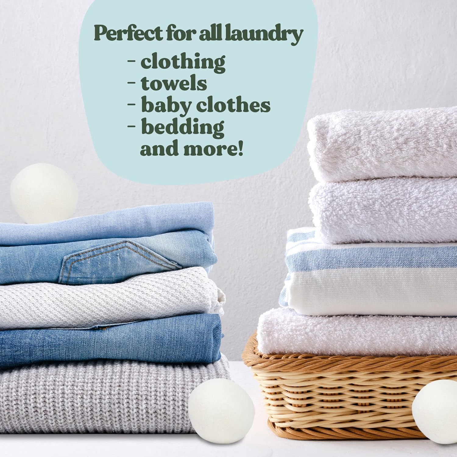 FEBU Wool Dryer Balls, 6-Pack, XL | 100% New Zealand Wool | Natural, Reusable Fabric Softener |