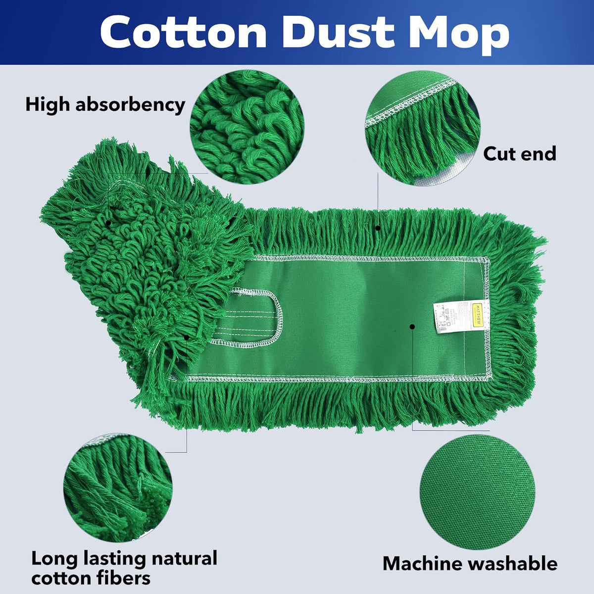 Matthew Cleaning 24'' Industrial Strength Cotton Dust Mop Refill Washable Replacement Heads for