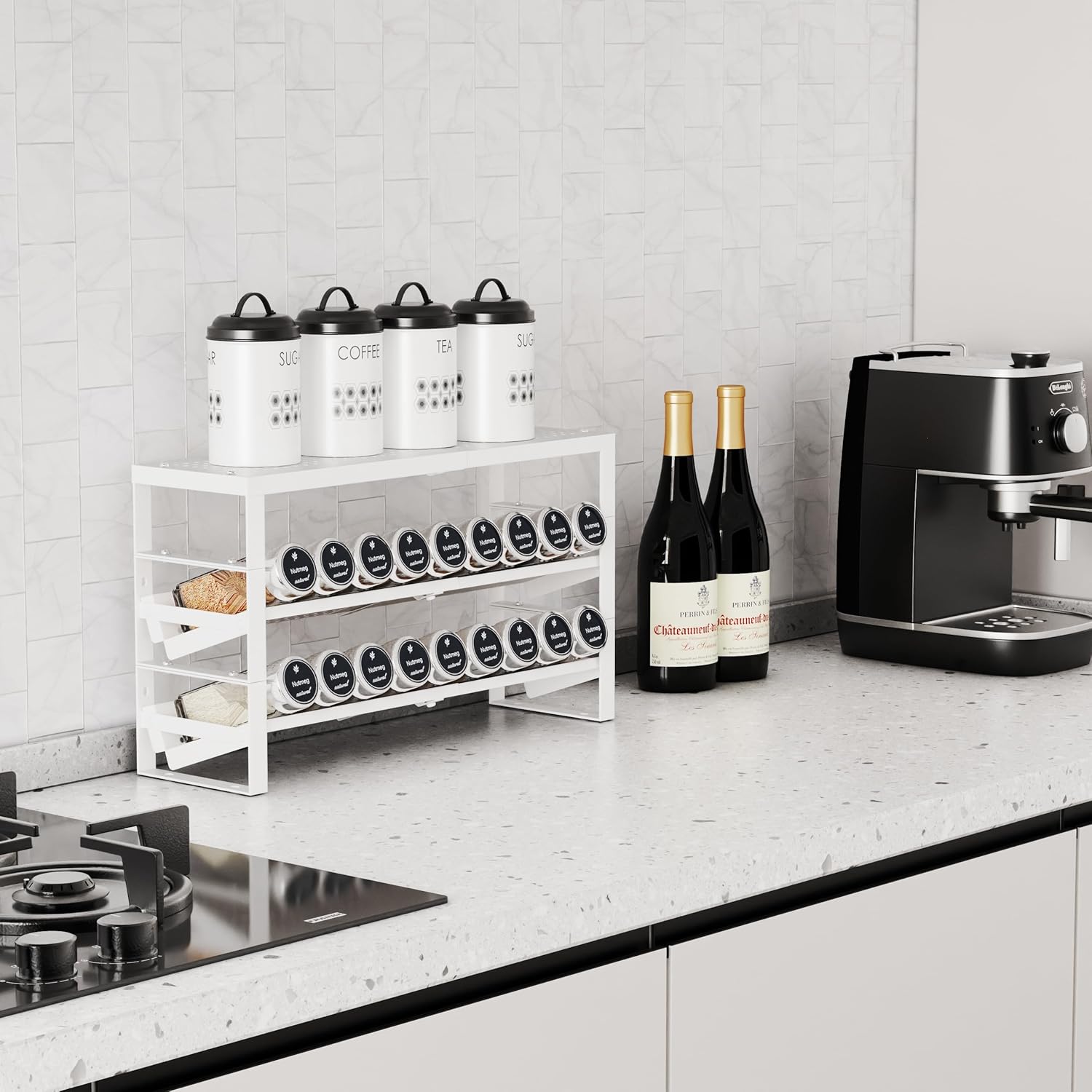 Expandable, Stackable, Adjustable Spice Rack kitchen Organizer,Metal Pantry Storage Shelves