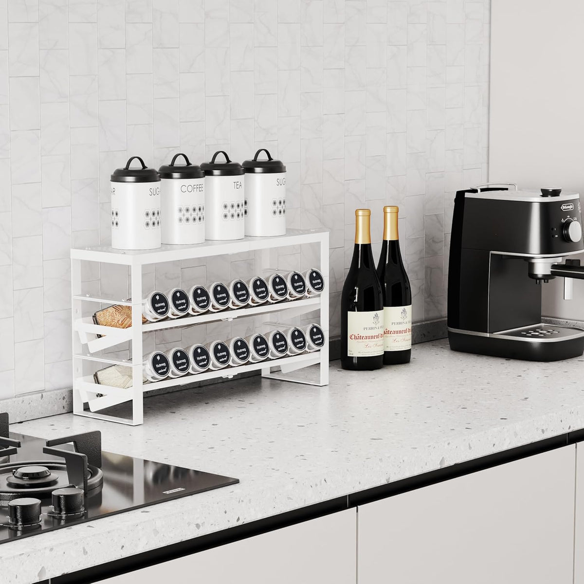 Expandable, Stackable, Adjustable Spice Rack kitchen Organizer,Metal Pantry Storage Shelves