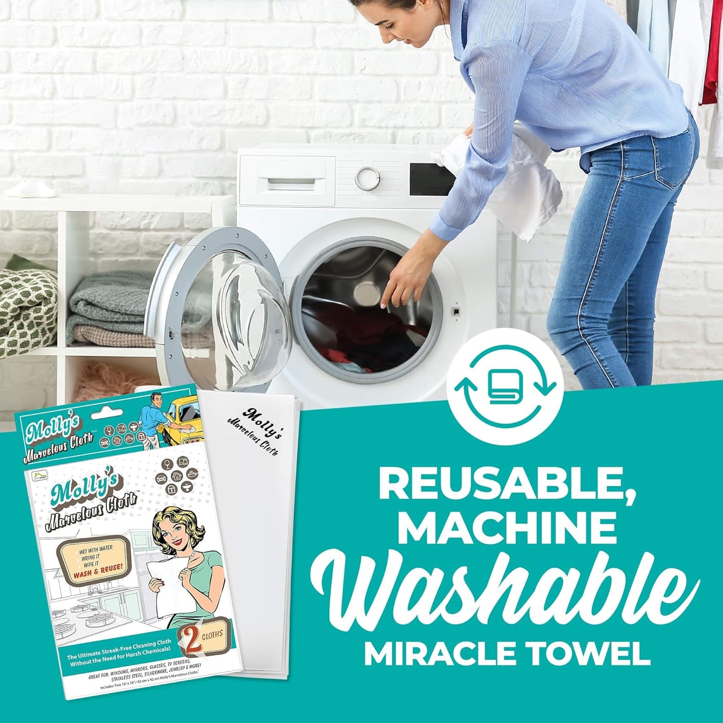 Molly's Marvelous Cloth, Streak-Free, Lint-Free Microfiber Cleaning Cloth, Polishing Cloth for