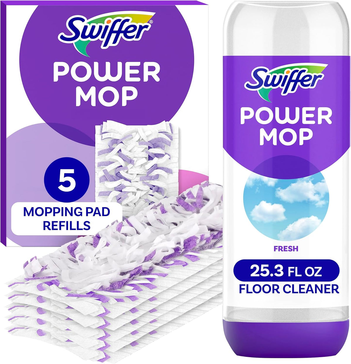 Swiffer Power Mop Refill Pack, Floor Cleaner for Mopping Tile, Vinyl, Laminate, Wood in Home