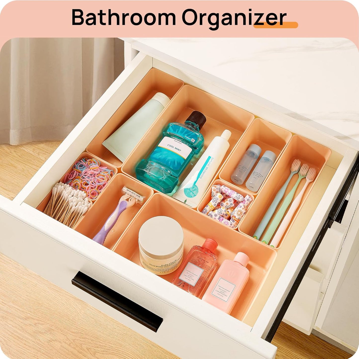 Vtopmart 25 PCS Plastic Drawer Organizers Set, 4-Size Versatile Bathroom and Vanity Drawer
