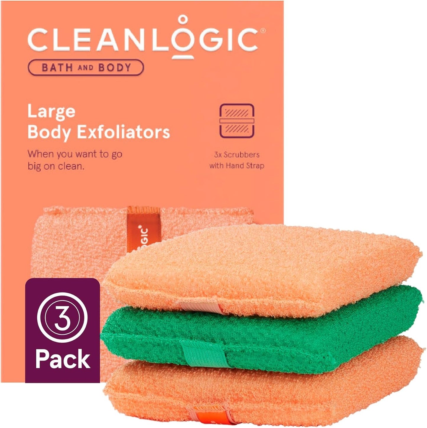 Cleanlogic Bath and Body Exfoliating Body Scrubber, Large Exfoliator Tool for Smooth and Softer