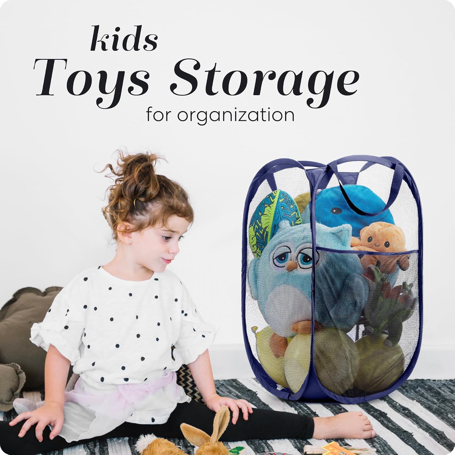 Handy Laundry Collapsible Mesh Pop Up Hamper with Wide Opening and Side Pocket - Breathable
