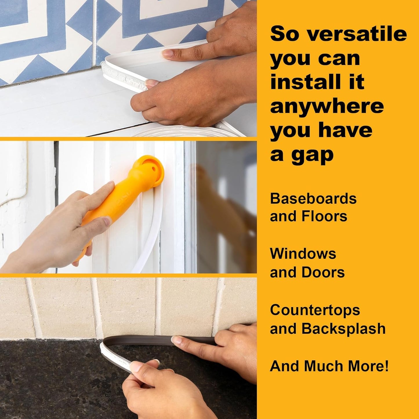 InstaTrim Bronze New & Improved Caulk Trim, 3/4" by 10 ft, Flexible, Water-Resistant for Bathroom