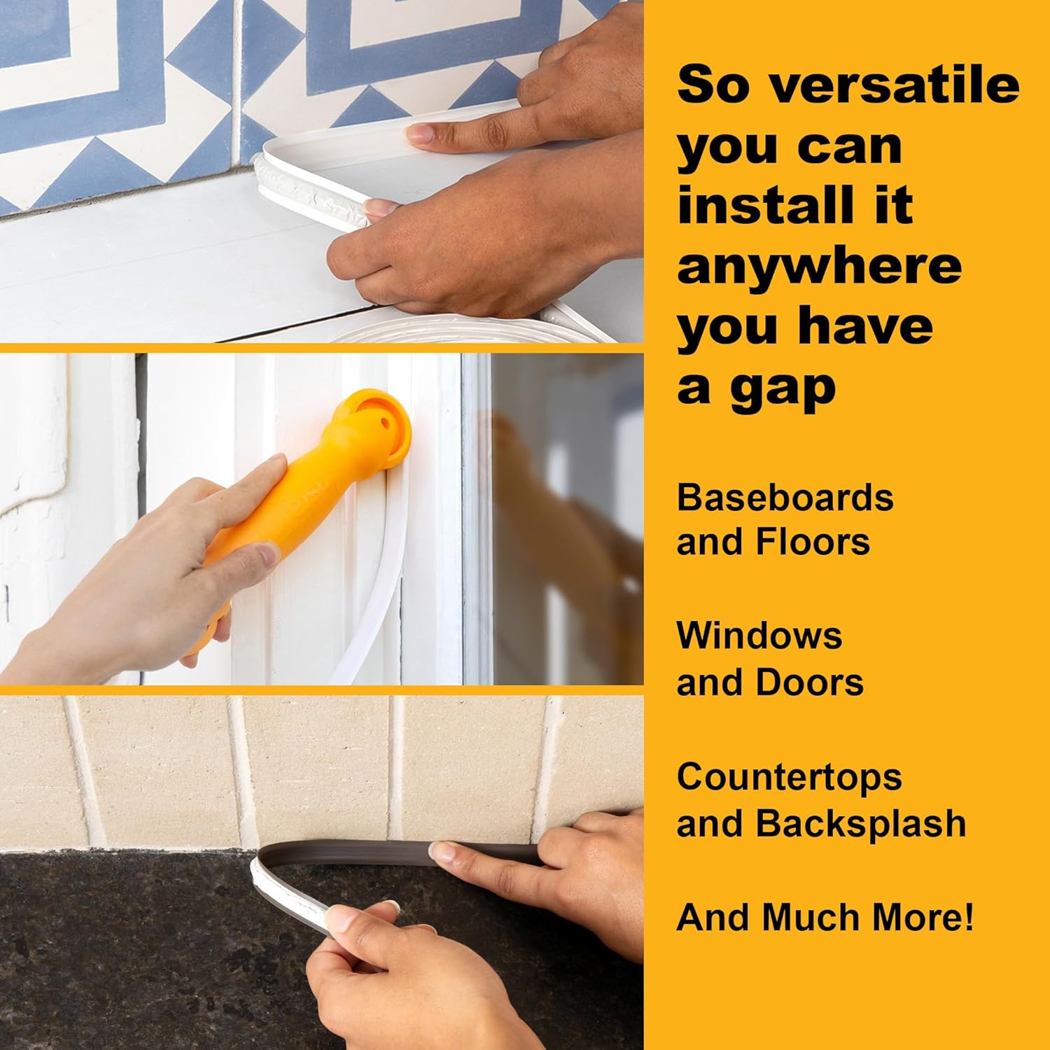 InstaTrim Bronze New & Improved Caulk Trim, 3/4" by 10 ft, Flexible, Water-Resistant for Bathroom