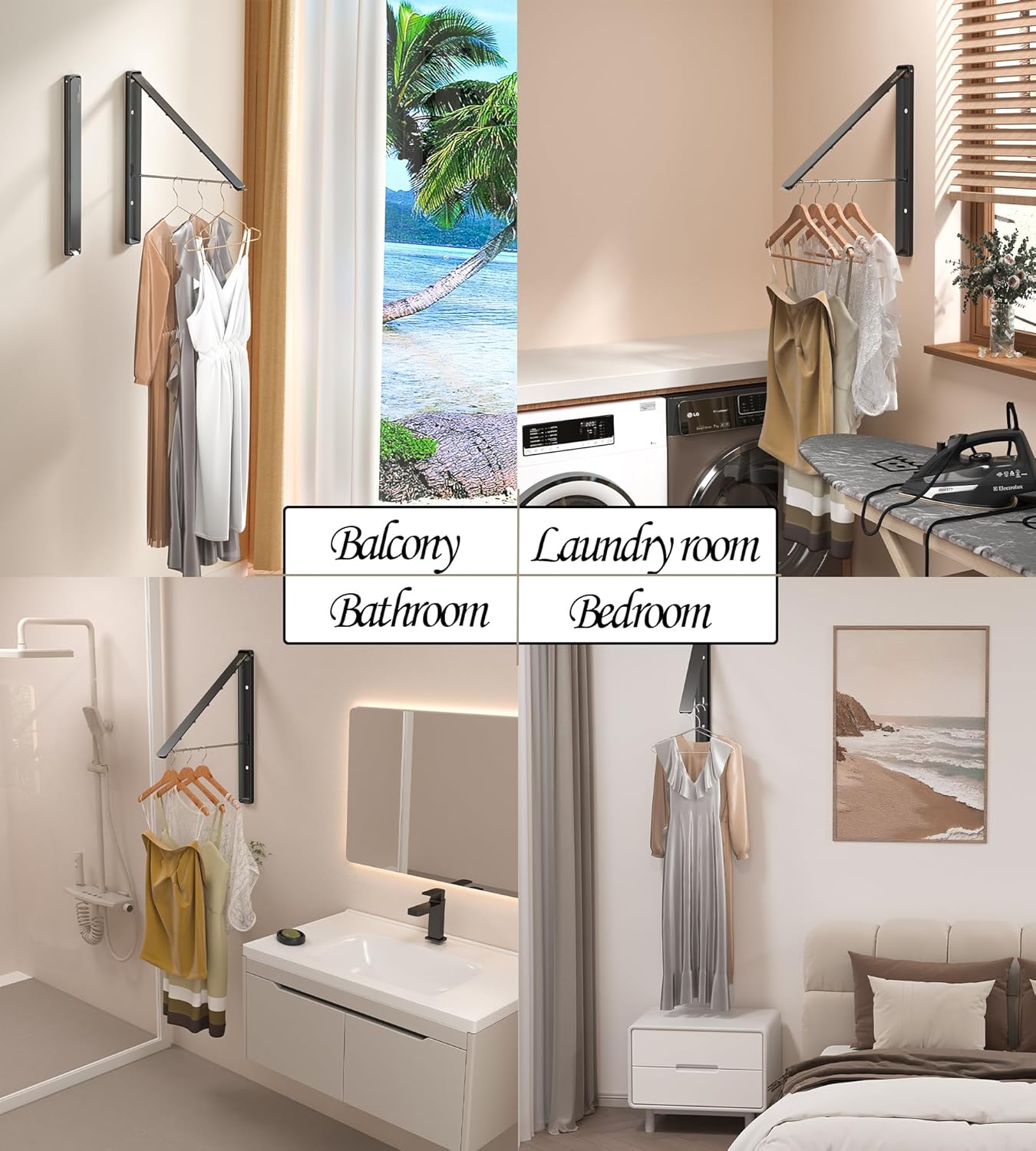 Dr.DJ Clothes Drying Rack, Wall-Mounted Retractable & Foldable Clothes Hanger for Laundry Room