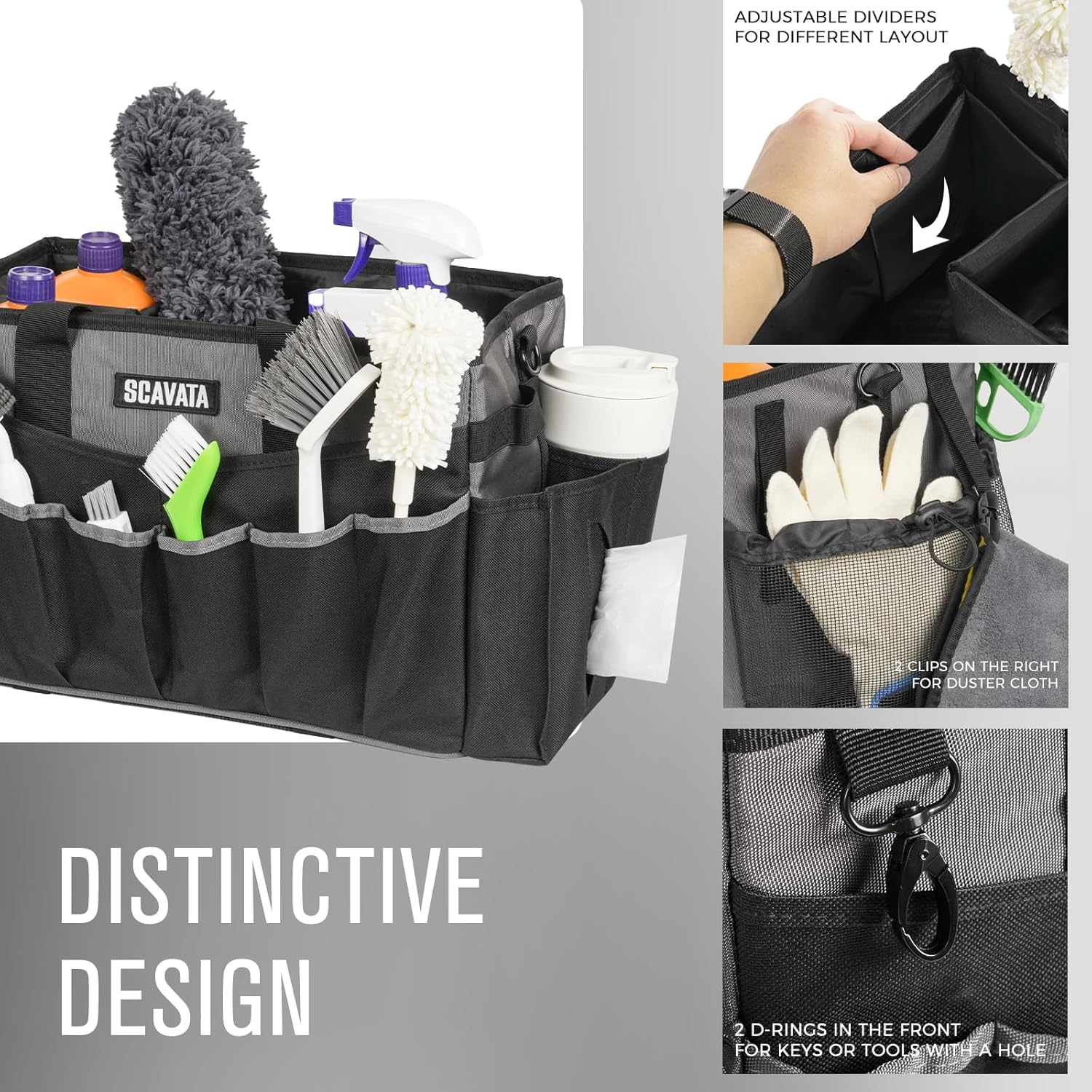 Wearable Cleaning Caddy Bag, Cleaning Caddy Supplies Organizer with Handle & Shoulder Straps for