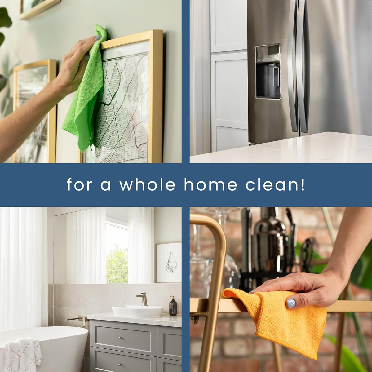 S&T INC. 50 Pack Microfiber Cleaning Cloth, Bulk Towels for Home, Reusable Microfiber Towels for