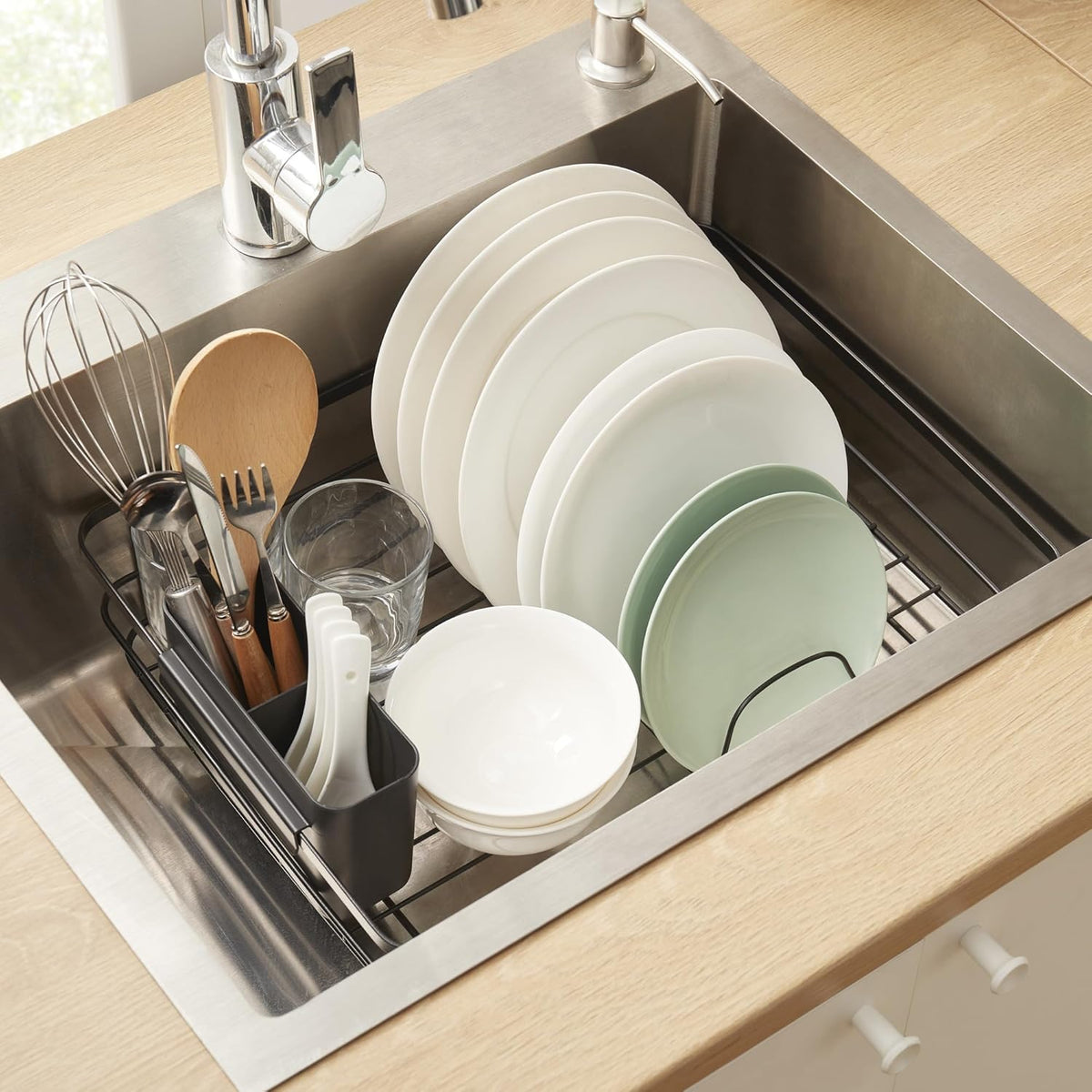 Dish Drying Rack 3 Piece Dish Drainer with Drainboard Set for Kitchen Counter – Kitchen Dish Rack