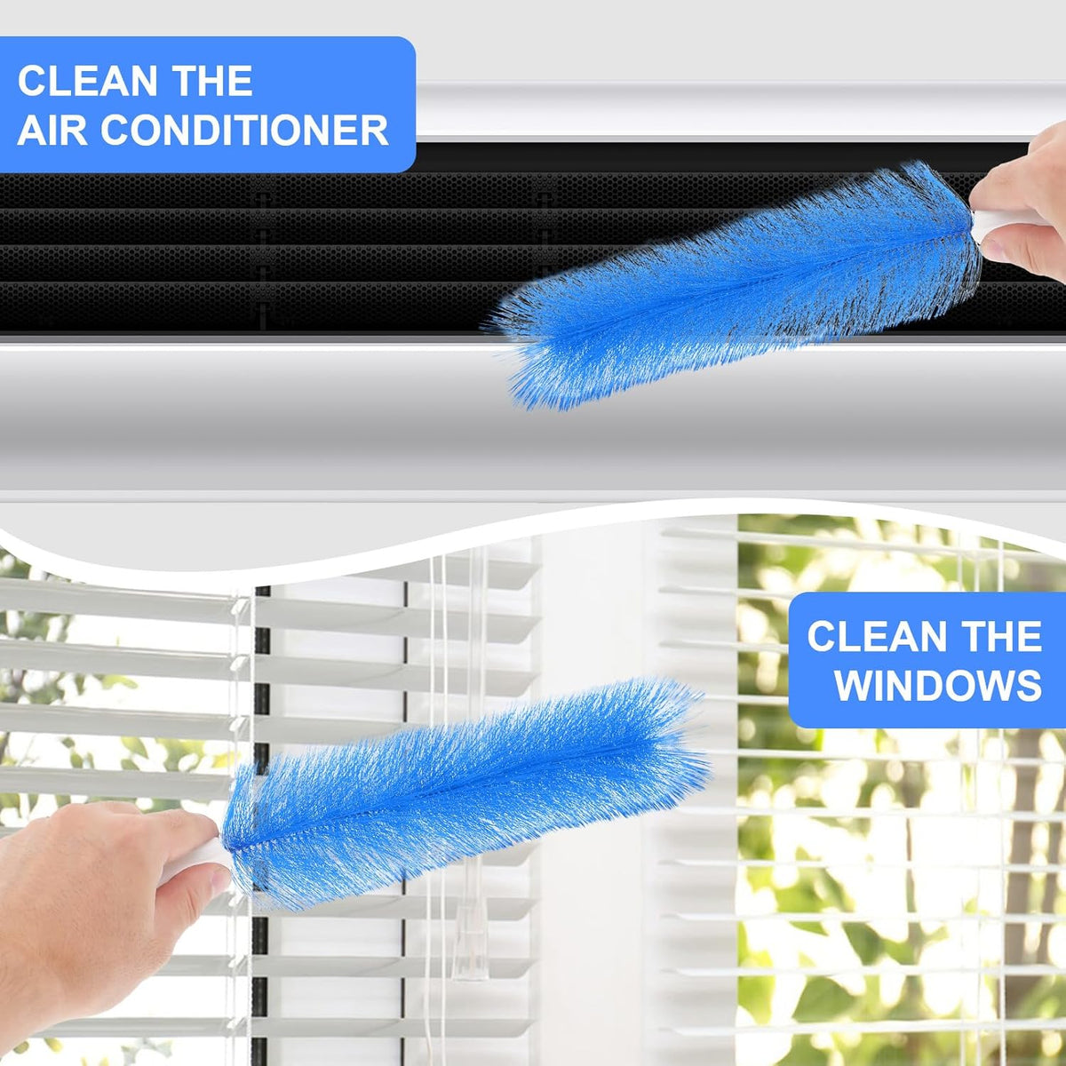 2 Pcs Fan Cleaner Brushes, Bendable Fan Cleaning Brush Cobweb Duster Set Microfiber Head Washable