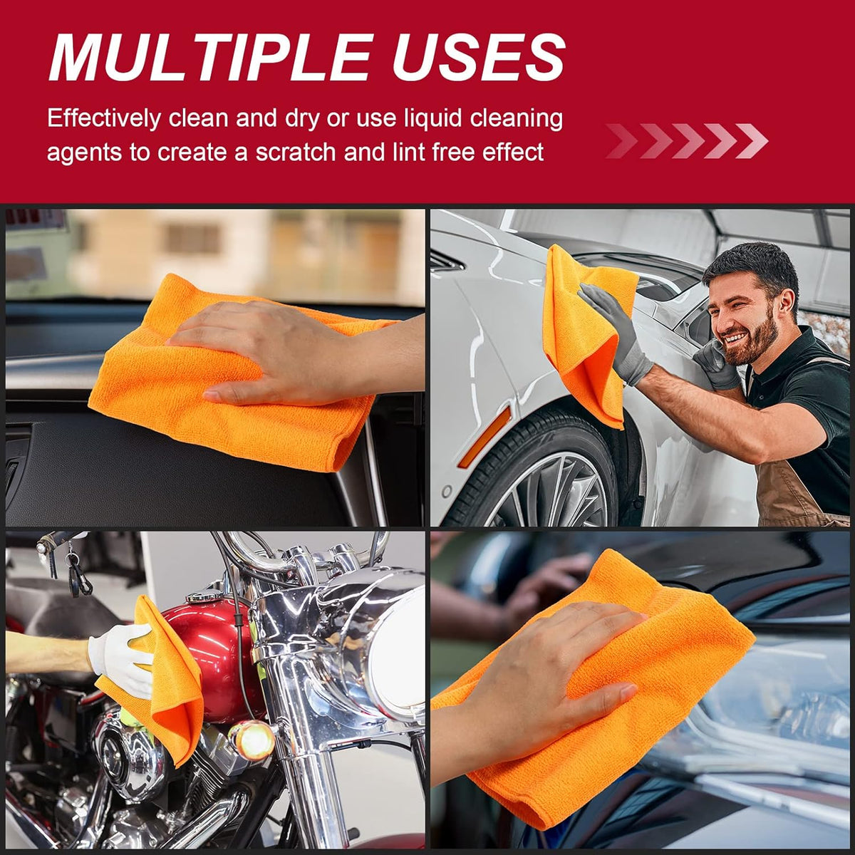 200 Pcs Microfiber Cleaning Cloth 16x16 Inch Microfiber Towels for Car Ultra Absorbent Cleaning