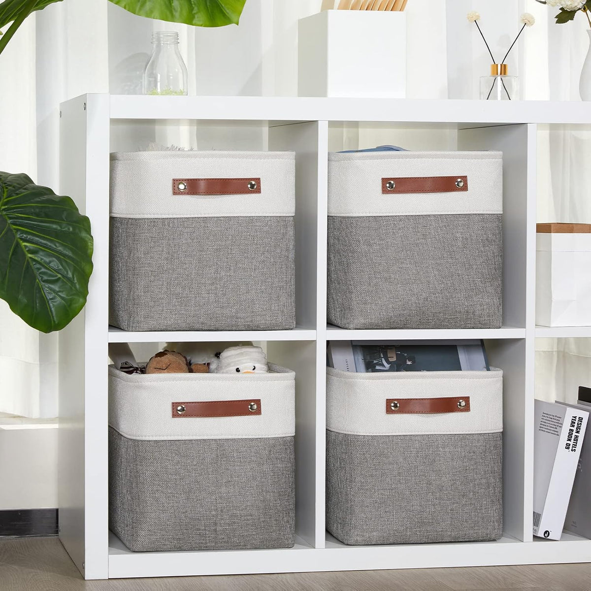 DULLEMELO 11 Inch Cube Storage Bins Fabric Storage Cubes 4 Pack Foldable Cube Storage Baskets for