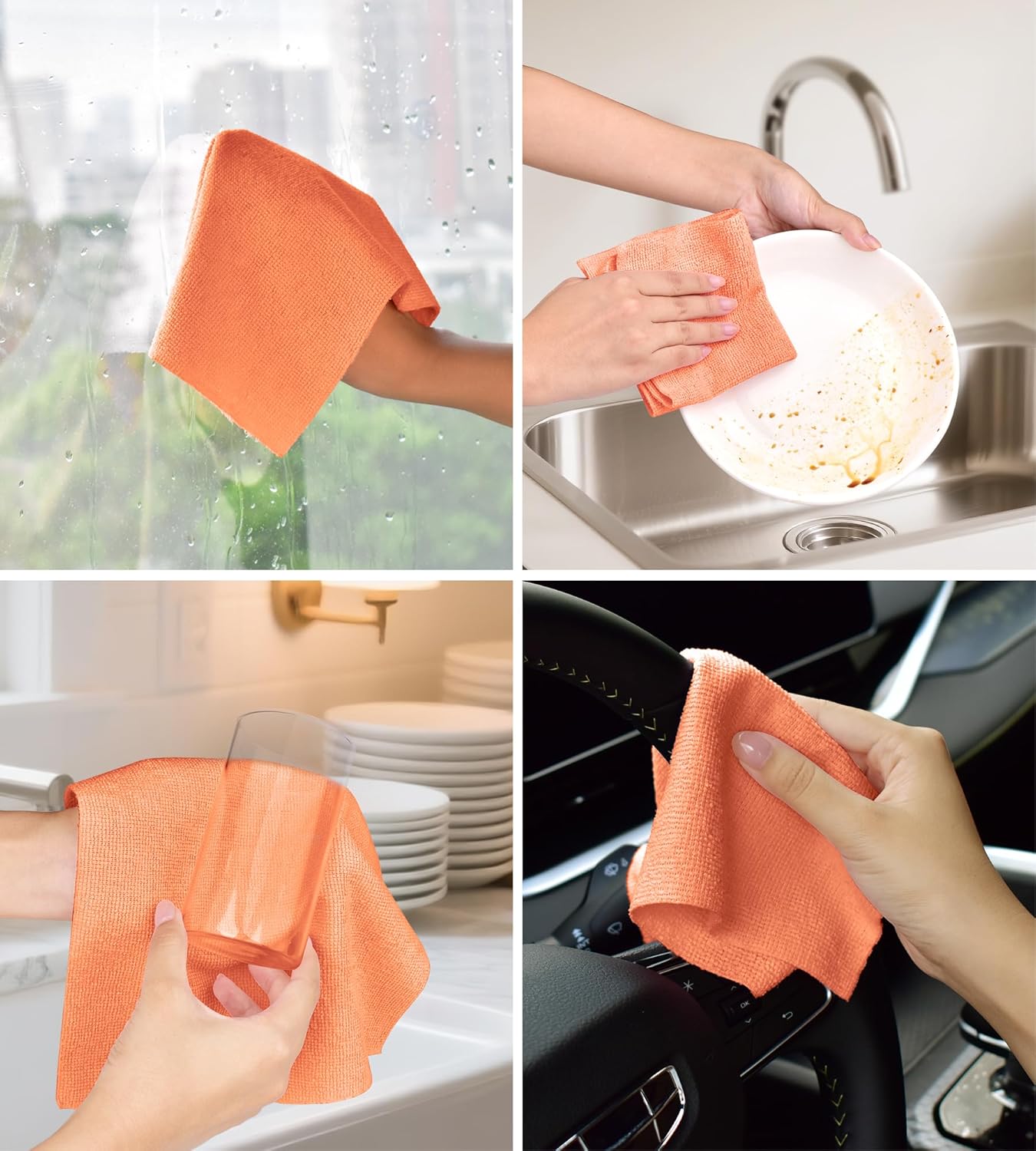 Roll of Microfiber Cleaning Cloth –100 Pack, Tear Away Microfiber Towels, Reusable, Washable