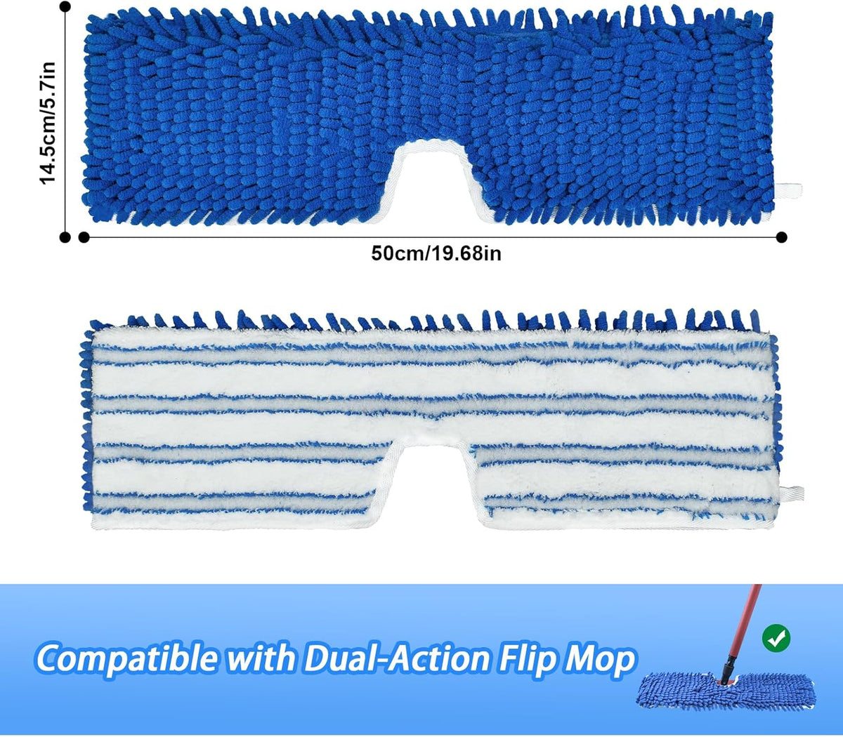 4 Pack Mop Heads Replacements Compatible with O-cedar Dual-Action Flip Mop,Microfiber&Chenille Mop