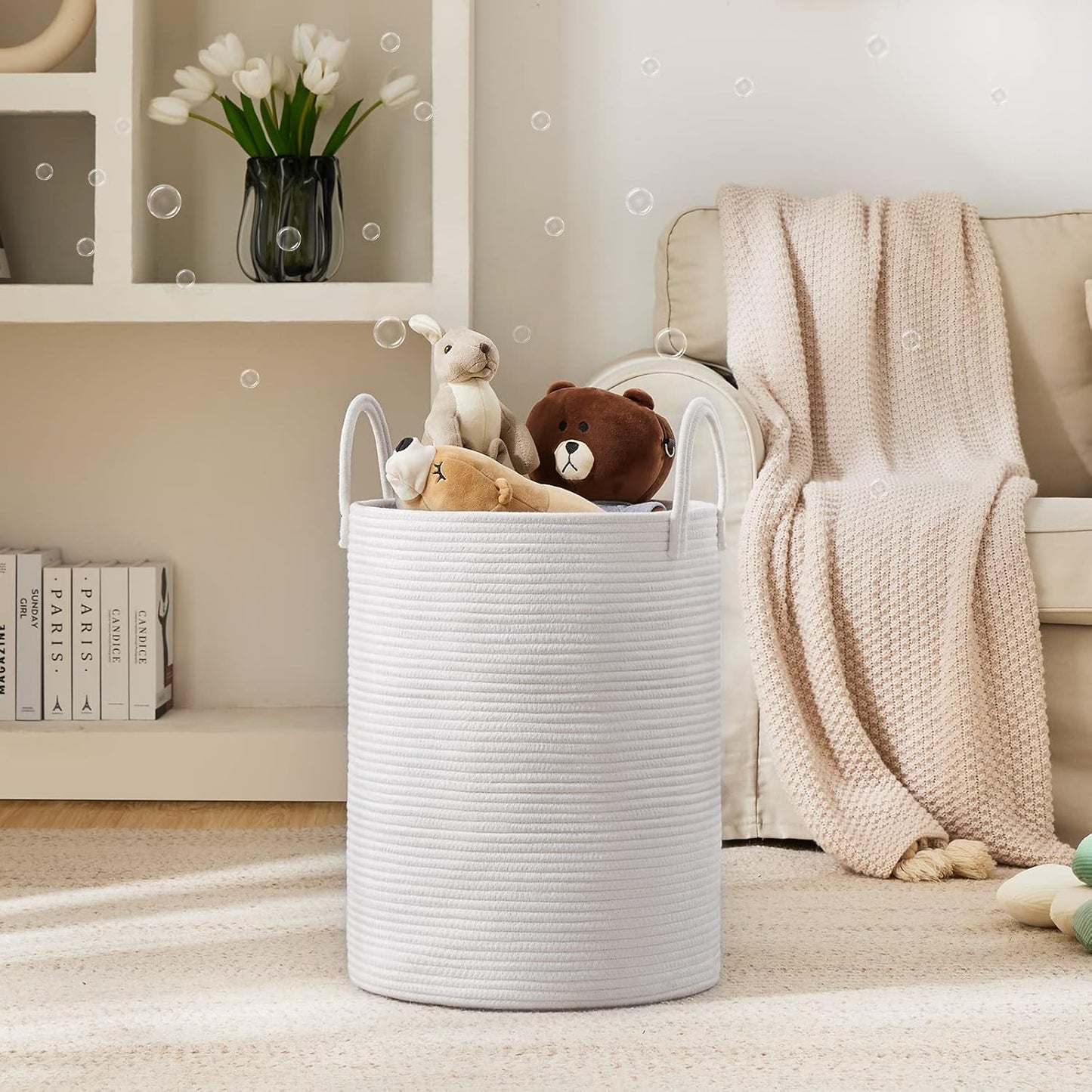 Woven Rope Laundry Hamper Basket by YOUDENOVA, 72L Tall Luandry Basket, Baby Nursery Hamper for