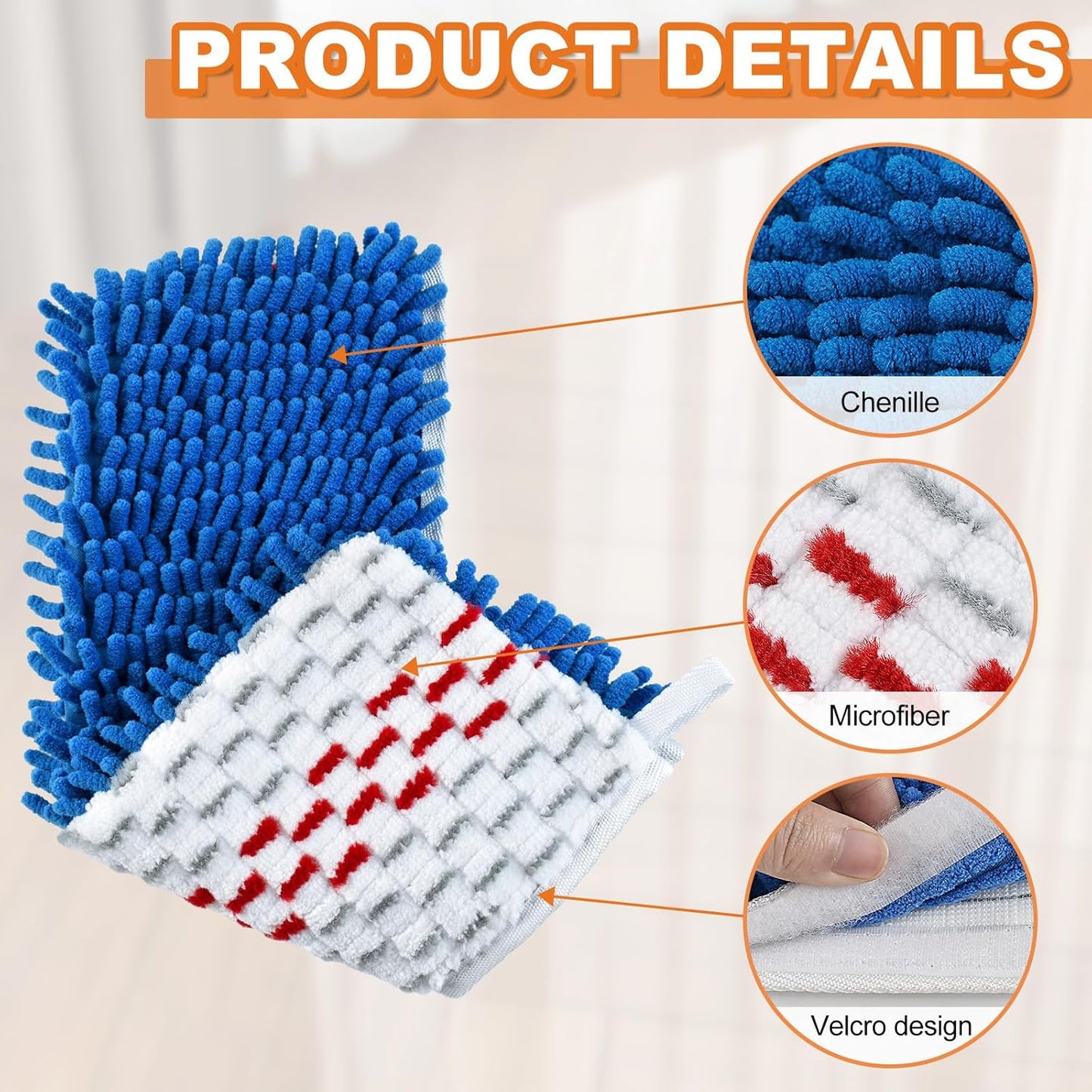 Microfiber Mops for Floor Cleaning, Flat Mop for Wet & Dry Use, Dust Mop for Hardwood Floors with 3