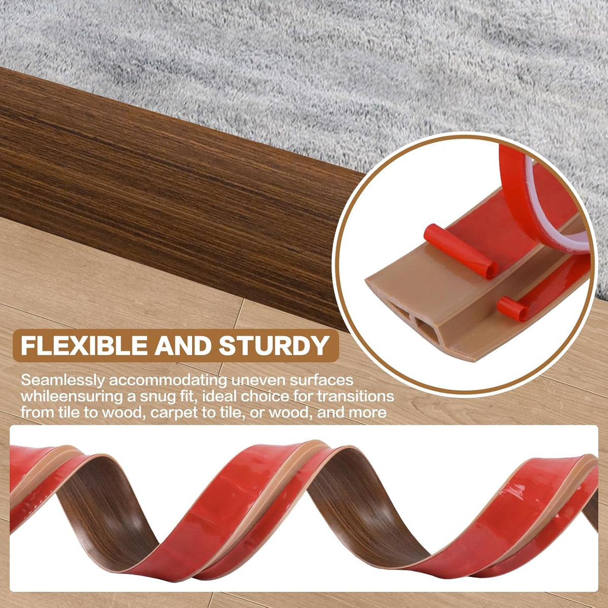 Floor Transition Strip Vinyl Door Threshold Ramp Self Adhesive Carpet Edging Strip Doorway Edge