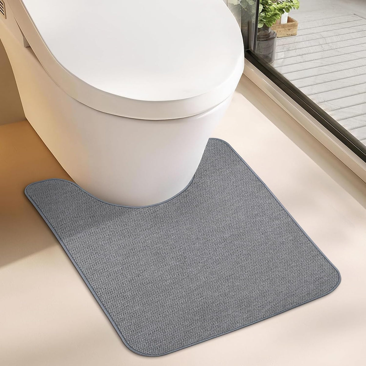 Toilet Rugs U Shaped Bathroom Rug,Machine Washable Non Slip Quick Dry Super Absorbent Ultra Thin