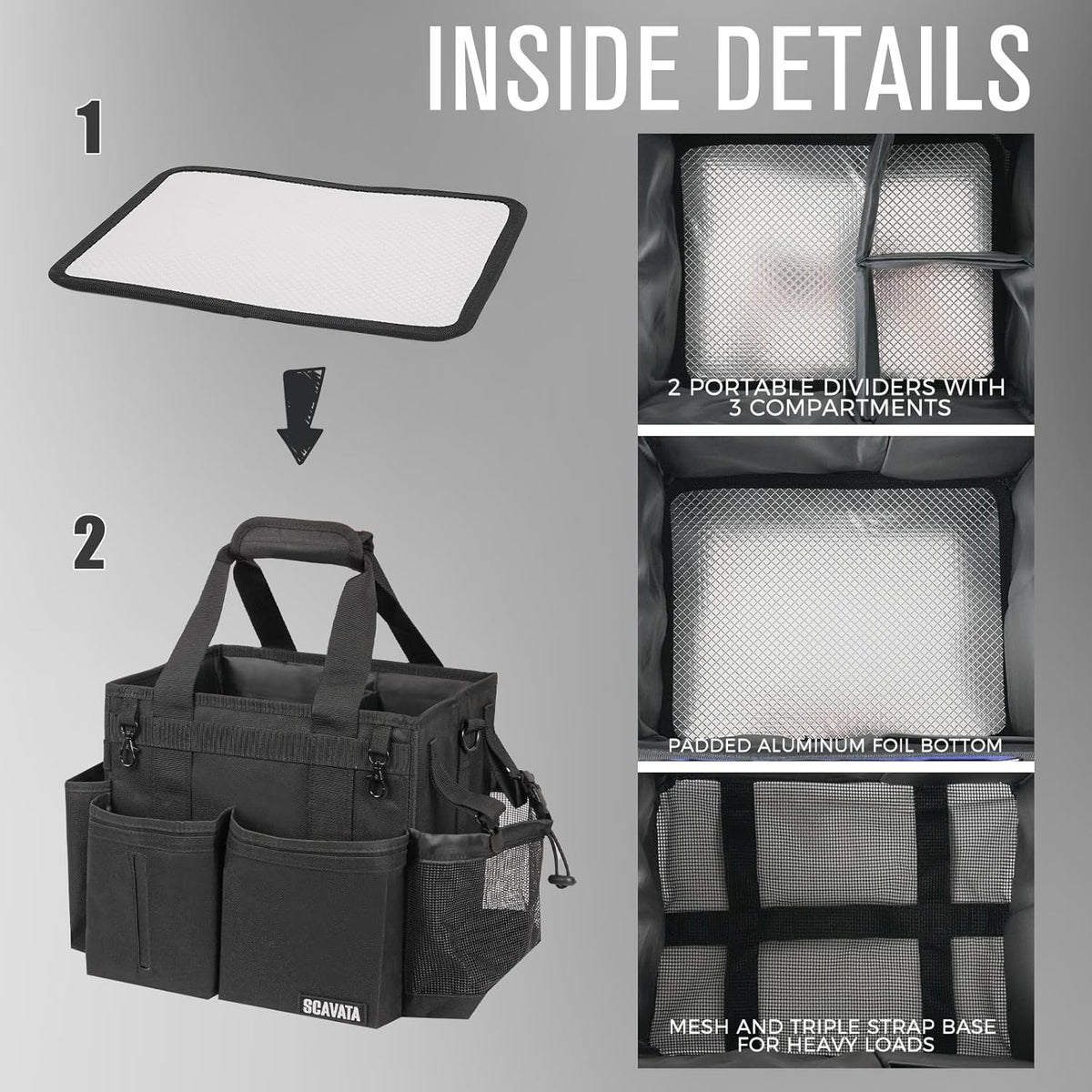 Compact Wearable Cleaning Caddy, Small Supplies Organizer with Handle & Shoulder Straps for