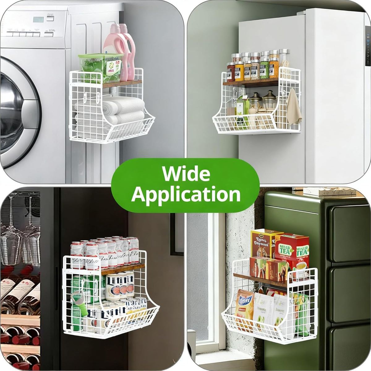 Magnetic Shelf for Fridge with Wood Lid, Fruit Potato and Onion Storage Bins, Pantry Organizers and