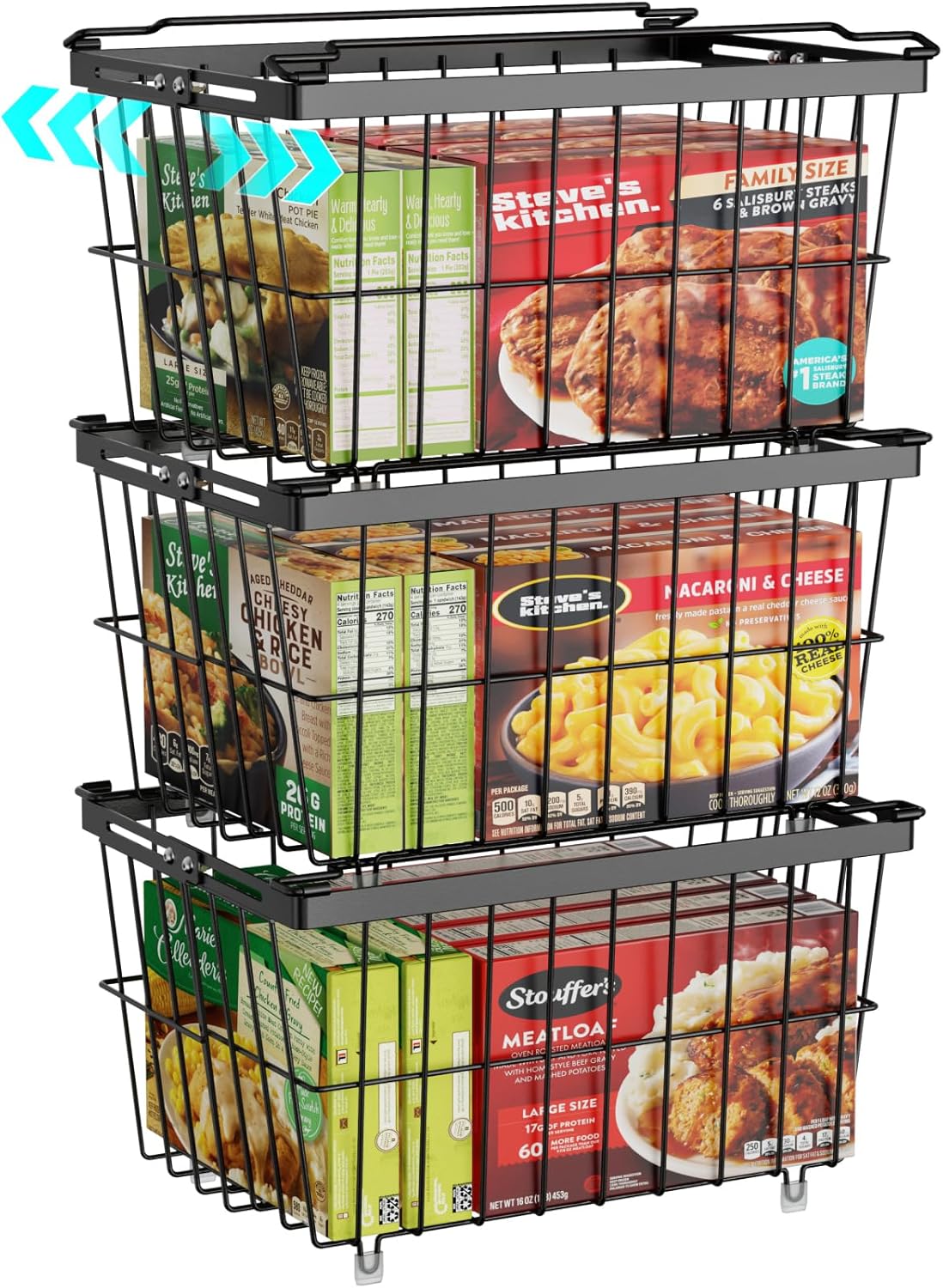 iSPECLE Freezer Organizer Bins - 3 Pack Adjustable Wider & Deeper Chest Freezer Organizer Bins for
