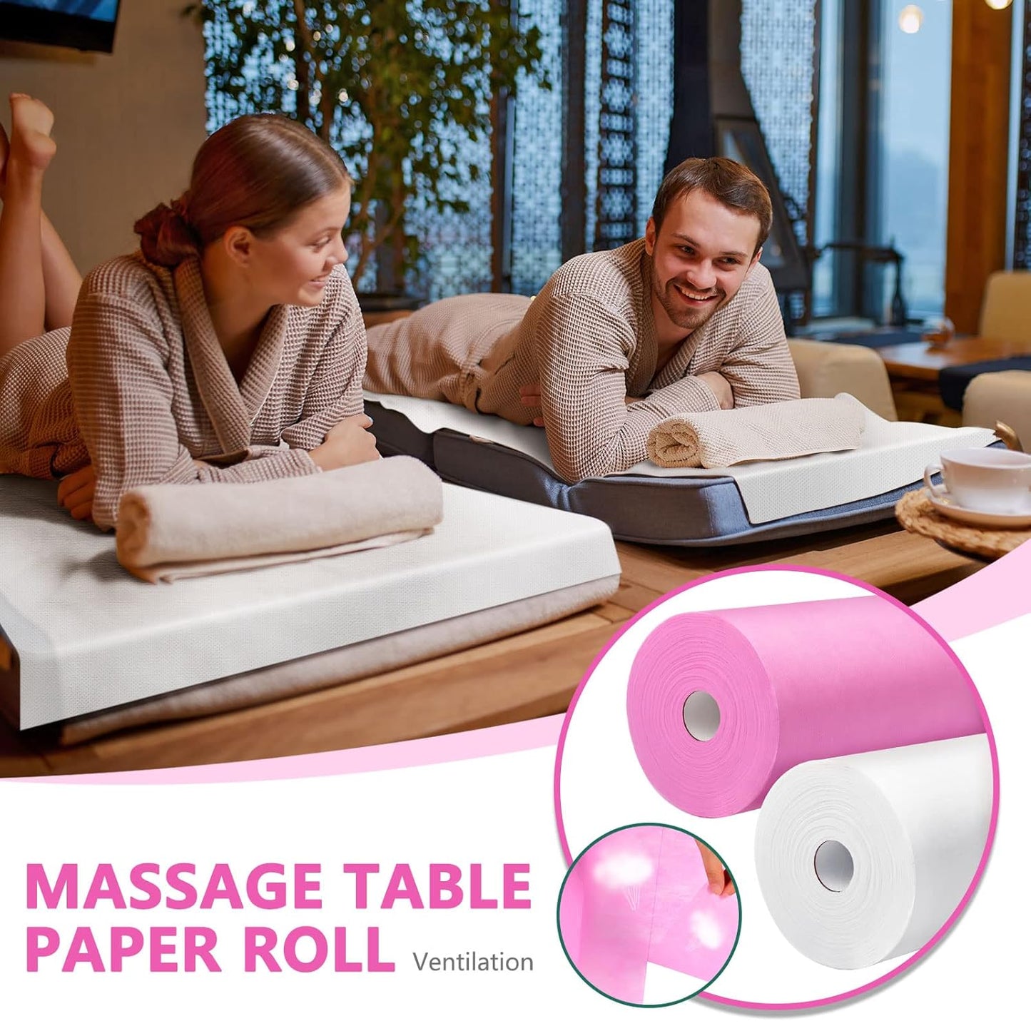 Tudomro 2 Roll Disposable Non Woven Bed Sheets 24 x 71 Inch Massage Table Paper Covers Non Woven