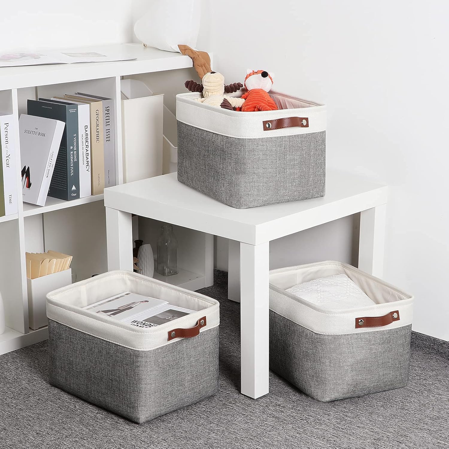 DULLEMELO Storage Baskets for Organizing, Rectangular Fabric Storage Bins Collapsible, Perfect for