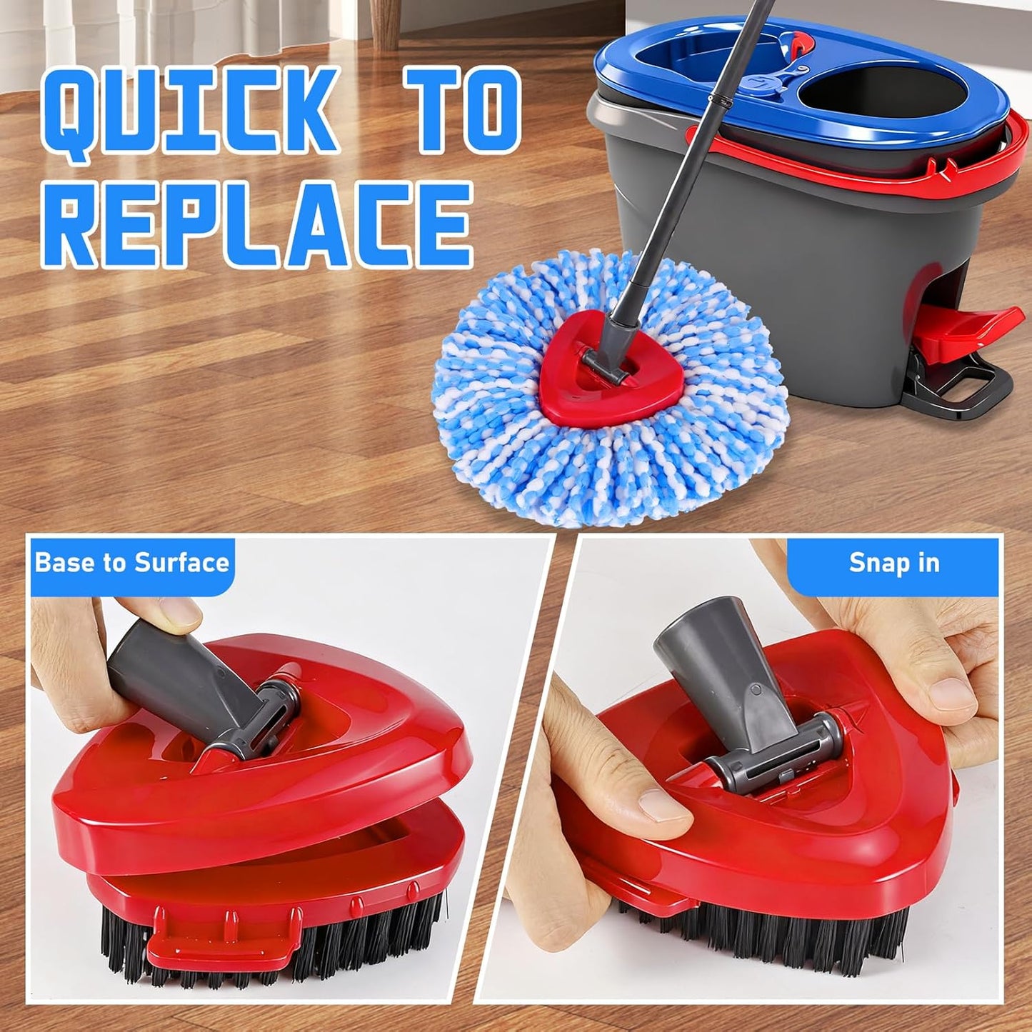 7 Pack Spin Mop Head for O-Ceda RinseClean 2 Tank System, 4 Triangle Microfiber Mop Replacement