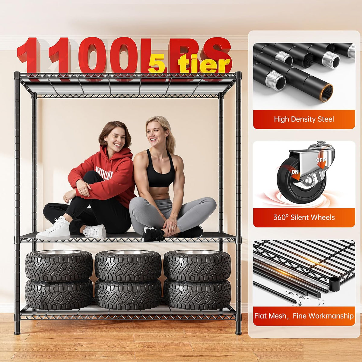 REIBII 45''W Storage Shelves Waterproof Metal Shelving Cover Dustproof Wire Shelving Unit Covers