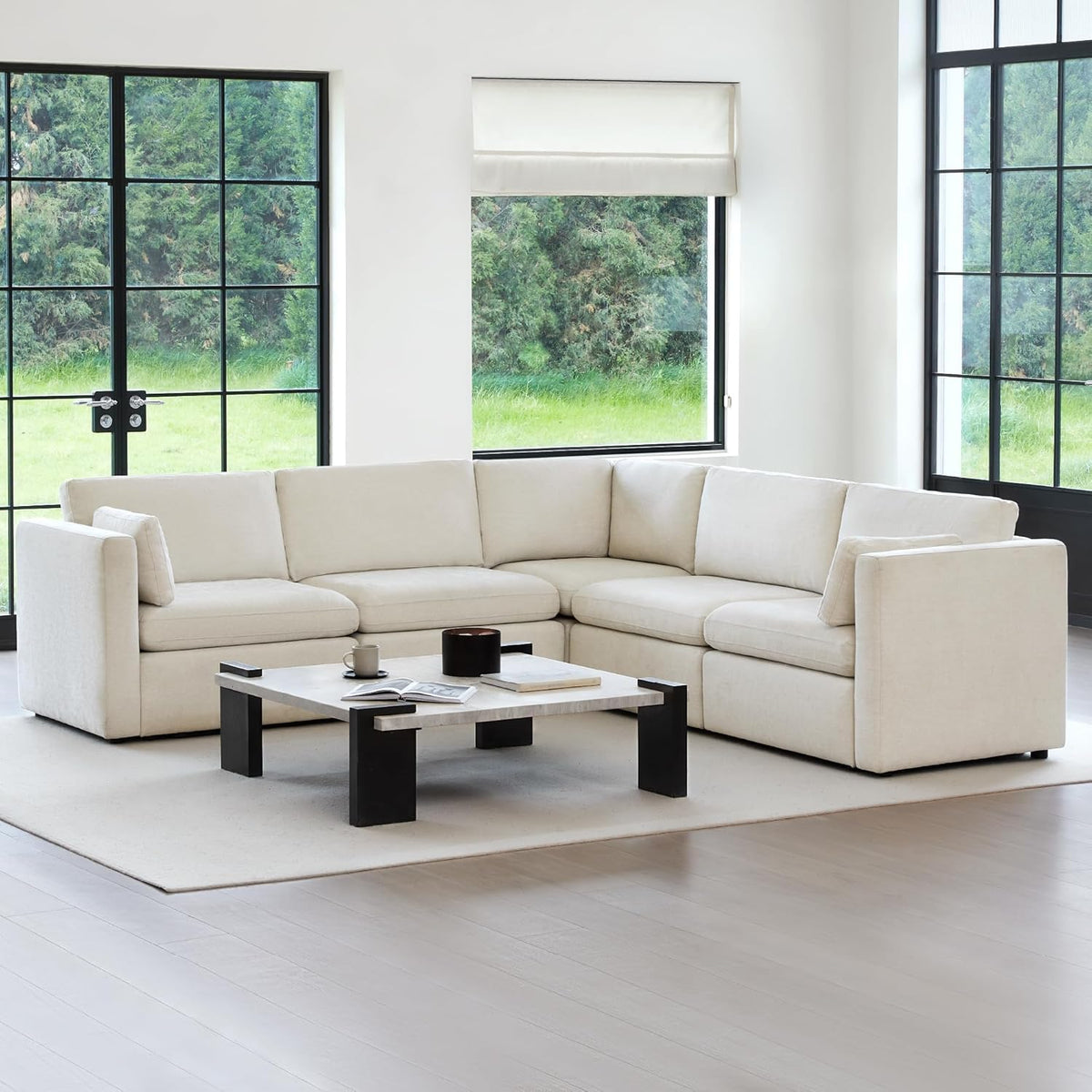 CHITA Oversized Corner Modular Sectional Fabric Sofa Set, FSC Certified Extra Large 5 seat V Shaped