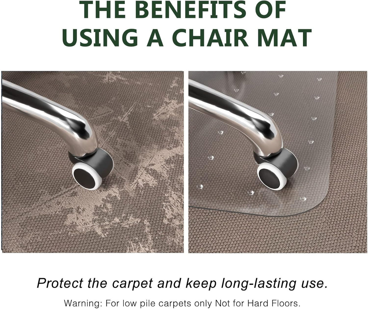 FuturHydro Desk Chair Mat for Flat to Low Pile Carpets, 45" x 53" Clear Office Home Floor Protector
