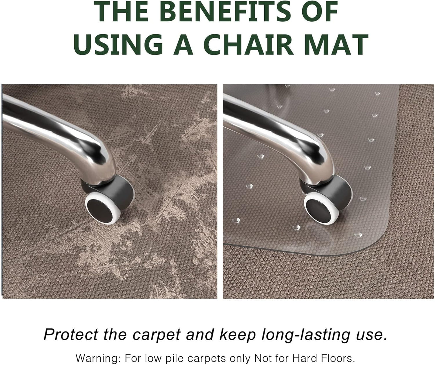 FuturHydro Office Chair Mat for Low Pile Carpet, 48" x 36" Clear Computer Desk Chair Mats for