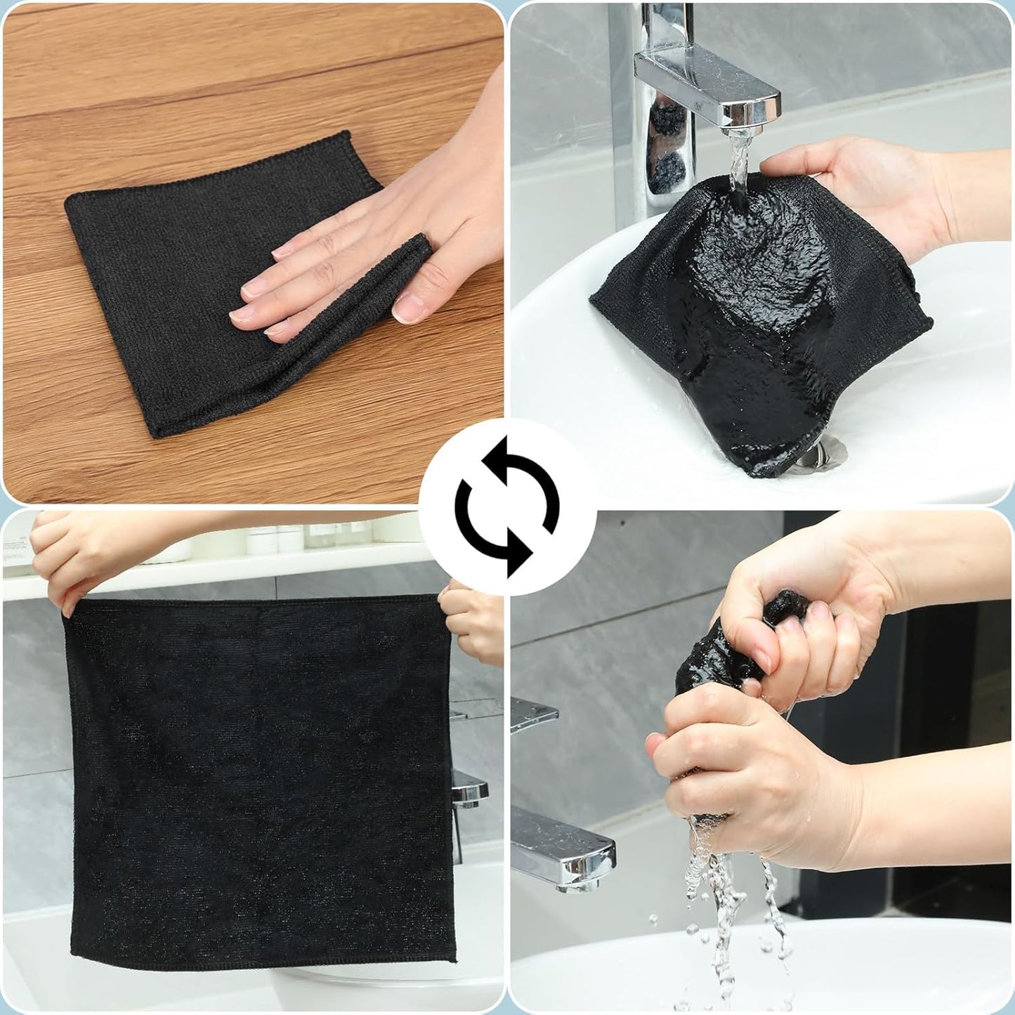 200 Pieces Microfiber Cleaning Cloths Bulk Absorbent Microfiber Towels Reusable Lint-Free Streak