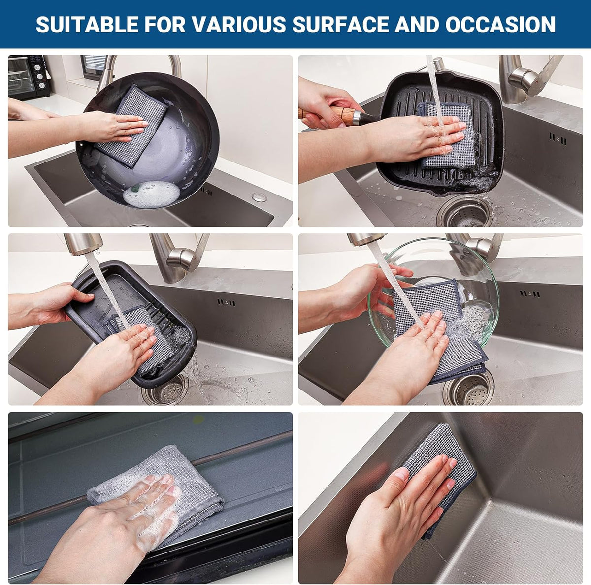 10 Pcs New Upgrade 3-Layer Non Scratch Wire Dishcloth,Wire Dishwashing Rag, Non-Scratch Wire