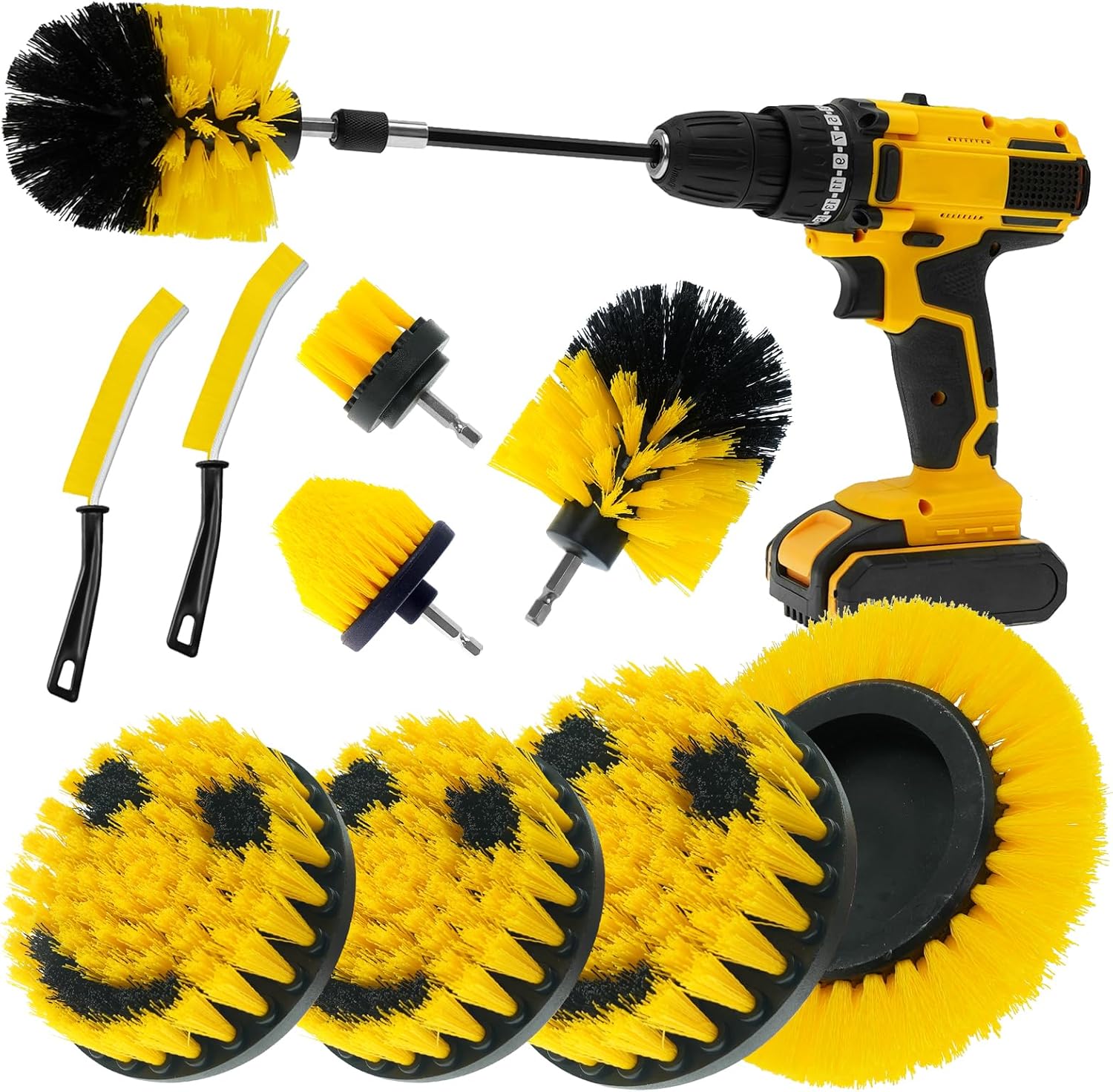 10 Pack Drill Brush Attachment Set, Drill Scrubber Brush Kit, Drill Cleaning Brush, Scrub Brush for
