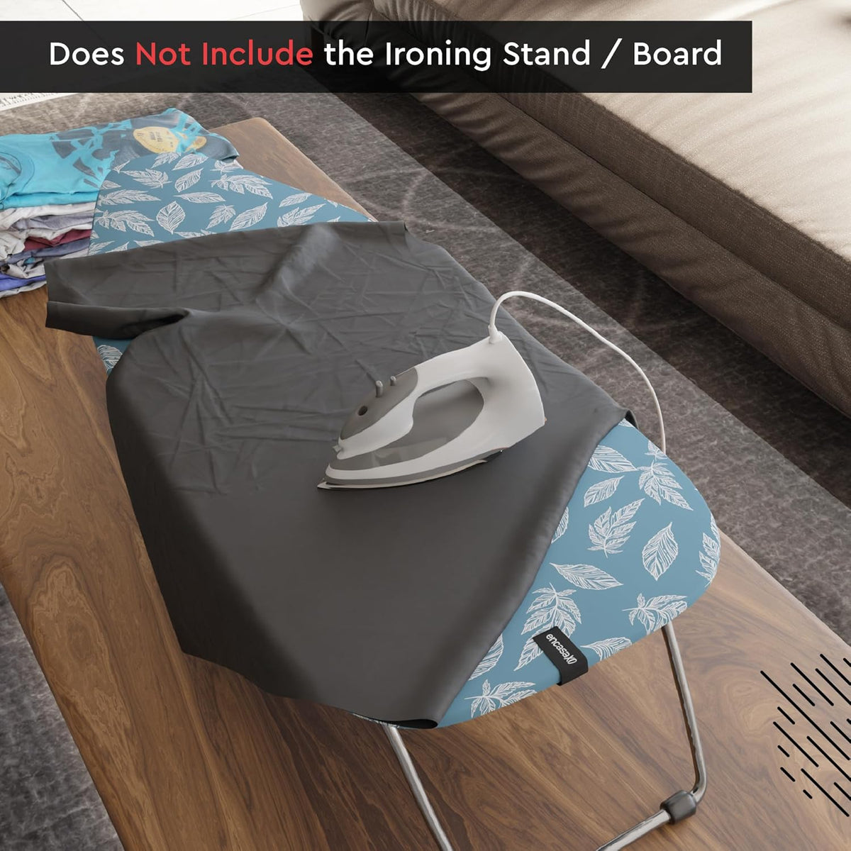 Encasa XO Ironing Board Cover and Pad 28"x12" - Thick 3mm Felt Padding, Drawstring Tightening &