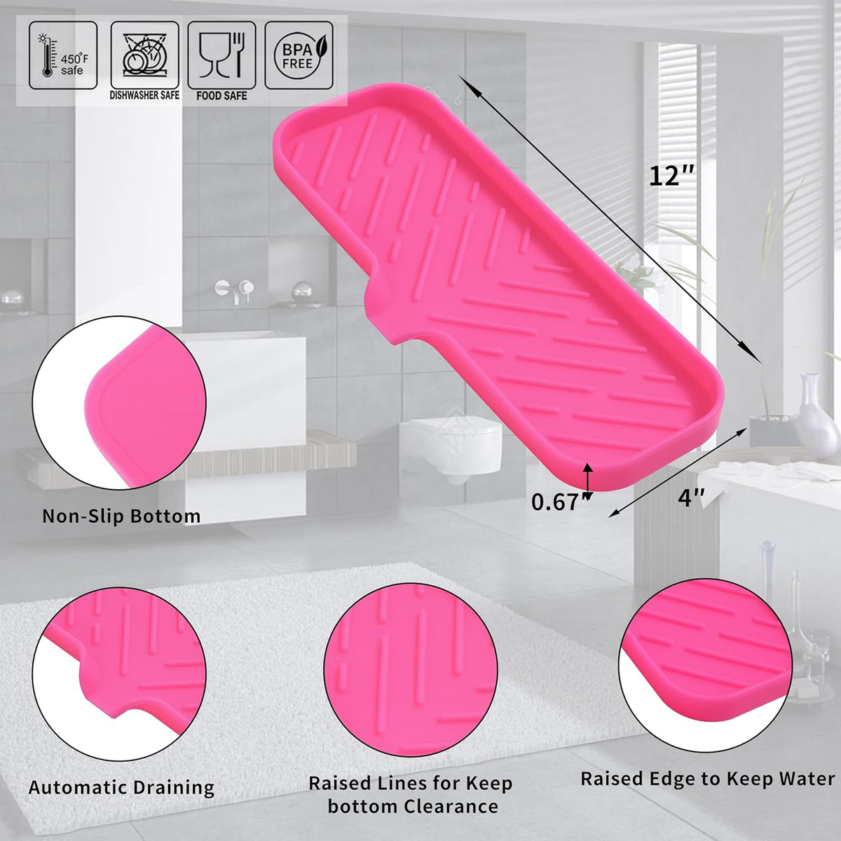 Silicone Bathroom Soap Dishes with Drain Spout-Bathroom and Kitchen Sink Organizer,Sponge