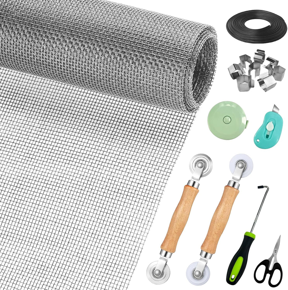 Window Screen Replacement,Screen Door Repair Kit, 48"x178" Grey Window Screen Mesh,Including 50 FT
