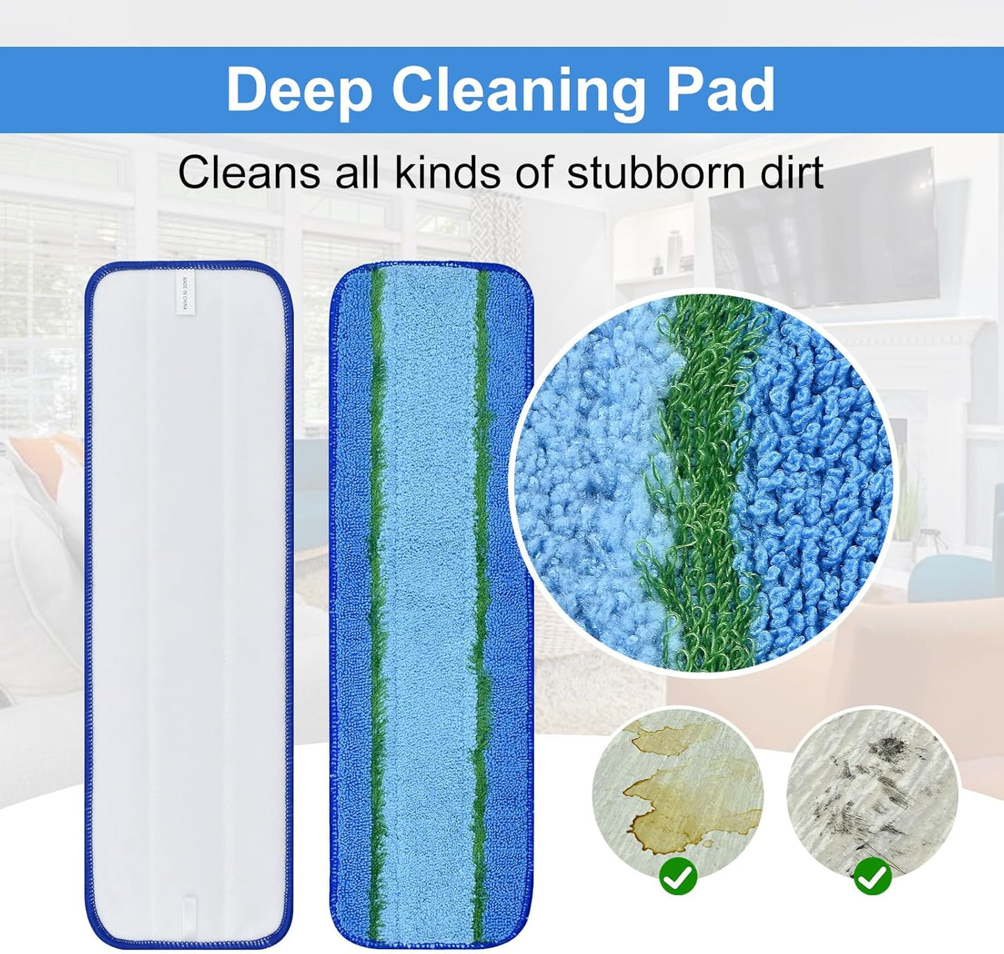 8 Pack Microfiber Cleaning Pad for Bona Mop Hardwood & Hard Surface Floors Dry and Wet Floor