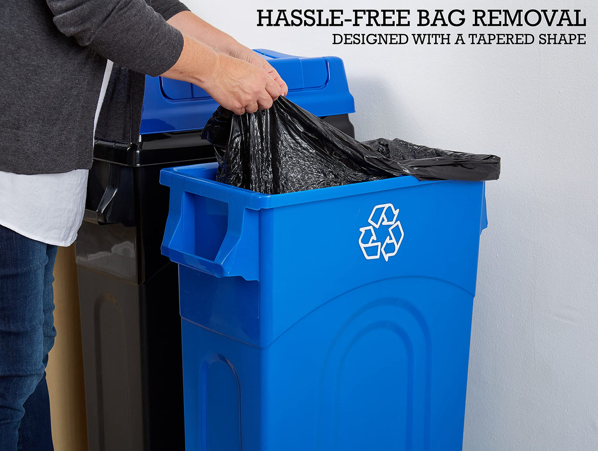 United Solutions 23 Gallon Highboy Plastic Recycling Bin Kitchen Trash Can with Lid, Pass Through