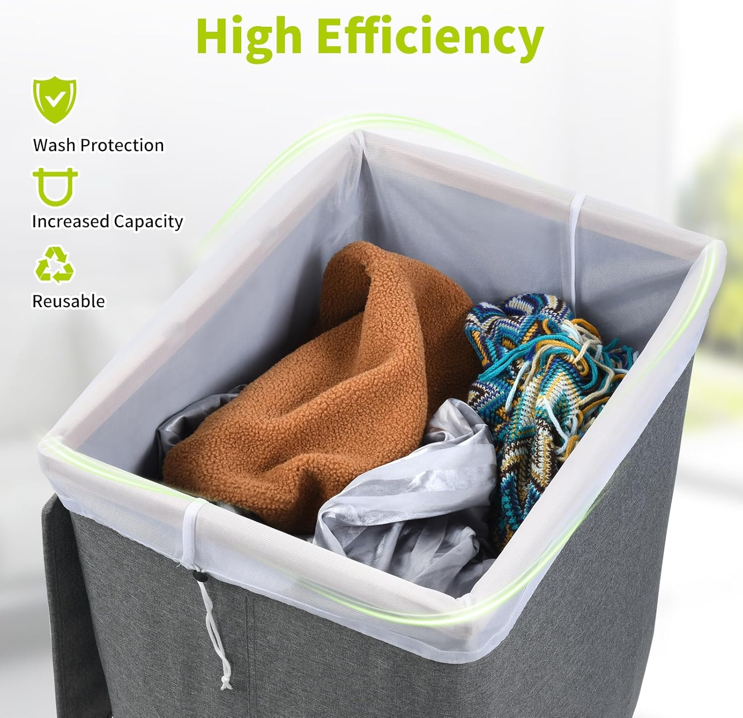 OTraki Large Mesh Laundry Bag 36 x 43 Inch Drawstring Laundry Wash Bags, 2 Pack Dirty Clothes Net