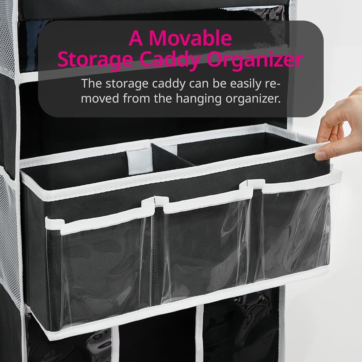 Door Hanging Storage Organizer,with 3 Bins 1 Movable Baby Diaper Caddy,1 Large capacity diaper