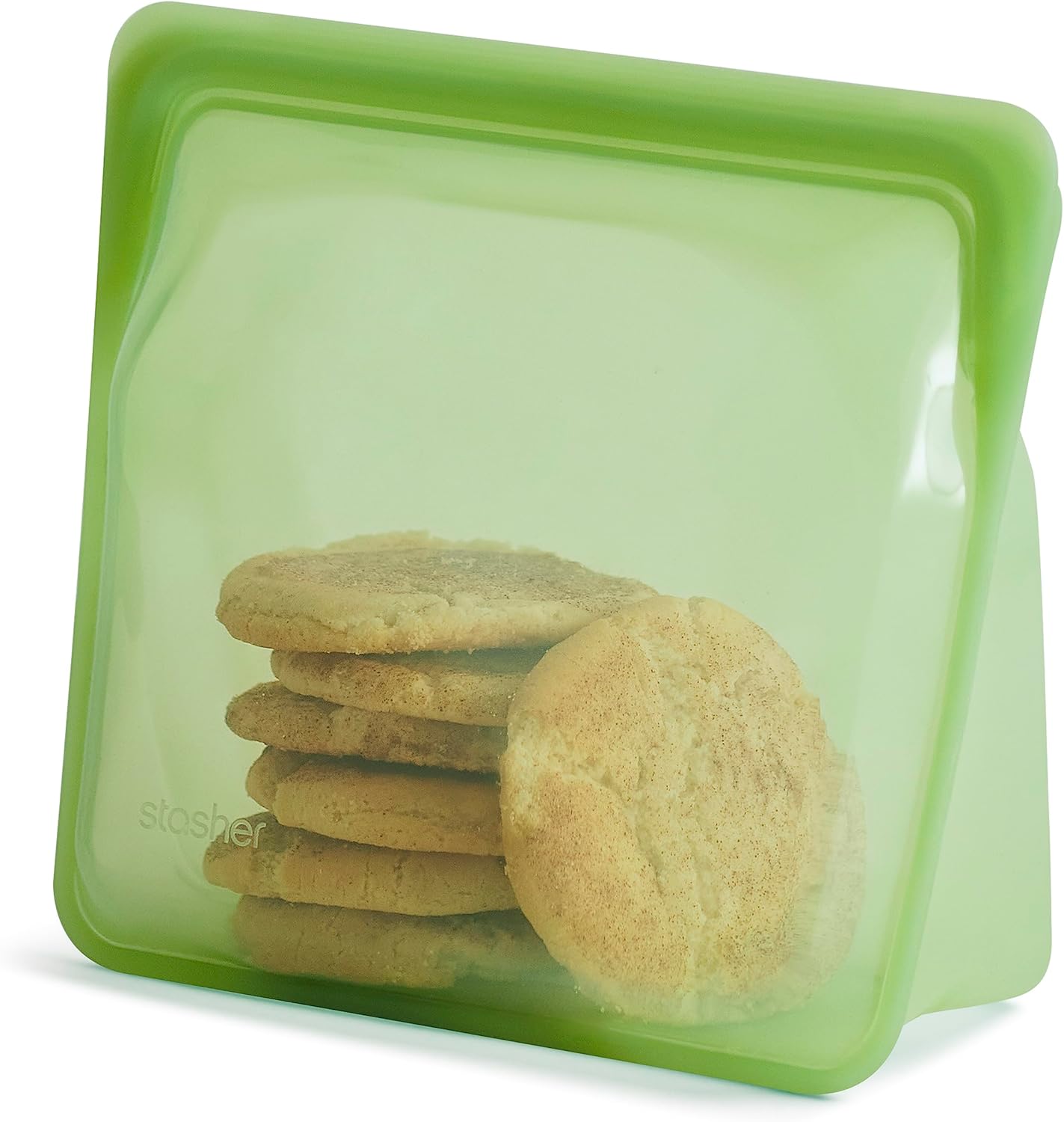 Stasher Premium Silicone Reusable Food Storage Stand-Up Bag Mega, Green, Microwave, Sous Vide