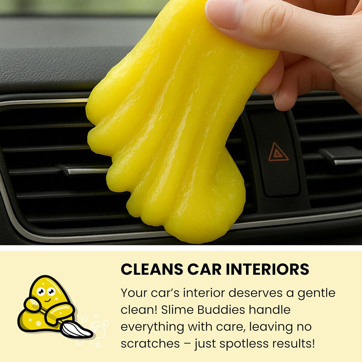 Slime Buddies Car Cleaning Gel Putty - 6 Pack Lemon Scented Interior Detailing Tool for Cup Holder